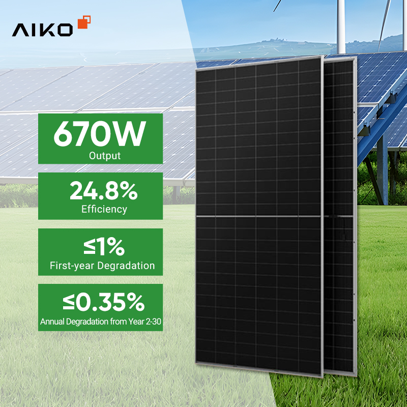 Abc Solar Panels Aiko 640W 645W 650W 655W 660W 665W 670W n Type Bifacial Mono Solar Aluminum Panel Frame for Home Electricity