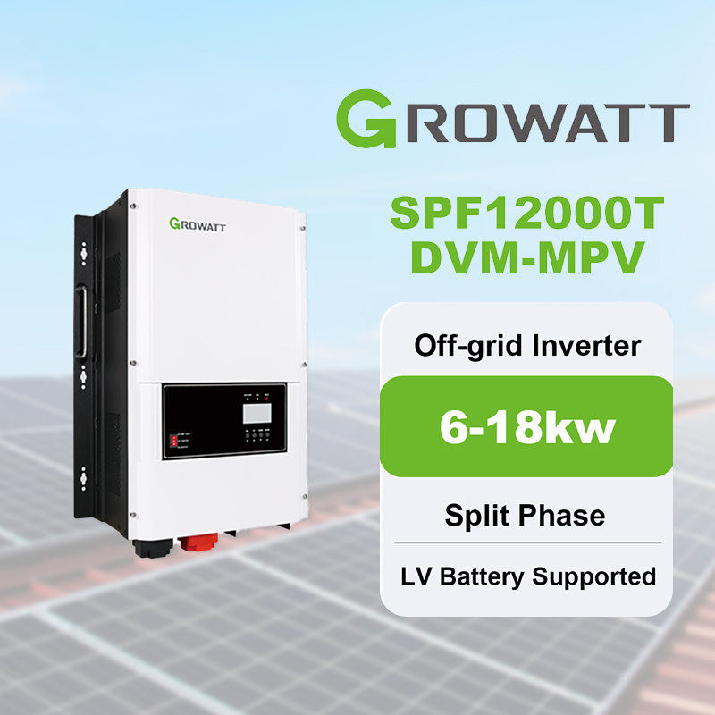 High power off grid solar inverter Growatt SPF 4000–18000T DVM-MPV with battery storage support